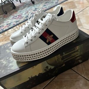 GUCCI platform rhinestone shoes
